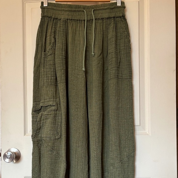 Out From Under cotton gauze pants - GREEN - Picture 1 of 3